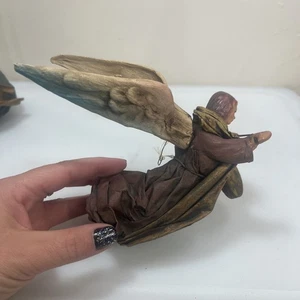 Vintage Cartapesta Fliegender Engel Trommler Pappmaché Weihnachtsschmuck - Bild 1 von 9