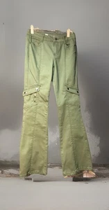 no Boundaries Women's Army Green Flared Boot Cut Med Rise Stretch Pants Sz4 - Picture 1 of 11