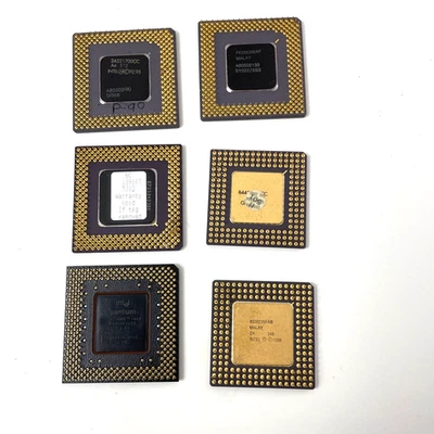 Lotto 6 Processori Intel Pentium Pin Piegati Uso per Rottami di Recupero ORO - Immagine 1 di 4