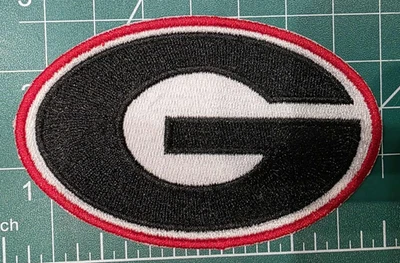 5" Georgia Bulldogs logo football Iron On Embroidered Patch shoulder - Image 1 of 3