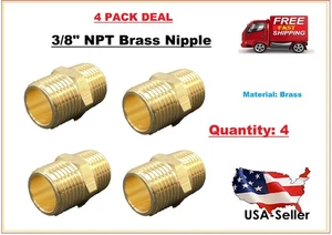 4 Pack Hex  Bushing 3/8" NPT Nipple Pipe Fitting Brass - Picture 1 of 3