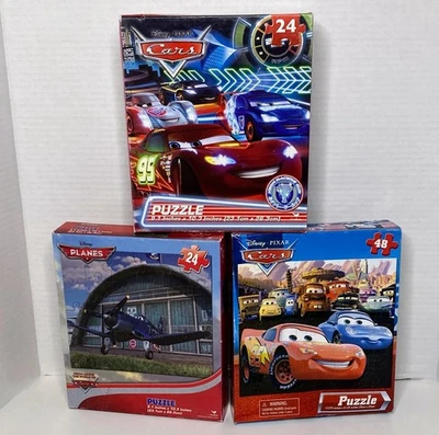 Disney Pixar Cars 24 Piece Puzzle Lightning Mcqueen & Pixar Planes NISB Vintage - Image 1 of 4