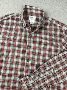 L.L.Bean Shirt Mens Medium Tall Red Green Plaid Long Sleeve Button Down Cotton - Picture 1 of 8