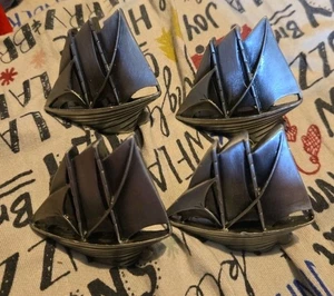4 Segelboot Zinn Türklinken Schrankgriffe mit Schrauben Neu - Bild 1 von 3