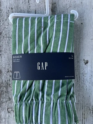 GAP в полоску боксера 100% хлопок мужской большой 35-36 зеленый / в полоску - Изображение 1 из 4