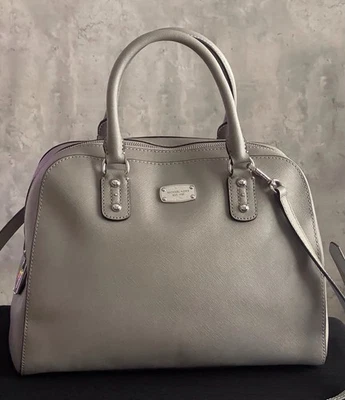 Bolso Bandolera Michael Kors Gris Claro Saffiano Mediano Cartera Hombro Foto 1 de 4