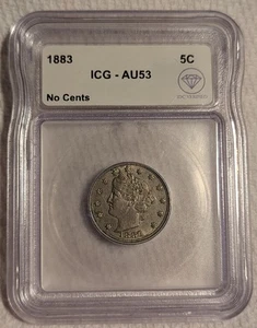 1883 No Cents  LIBERTY NICKEL ICG-AU53!!!!!!  - Picture 1 of 2