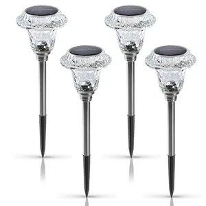 Glass Solar Pathway Lights Outdoor, 4 Pack Solar Pathway Lights, Up to 12 Hrs... - Picture 1 of 7