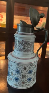 Antique Syrup Pitcher German 'Stine' Style Hand Painted ~ Floral ~ Late 1800's - Picture 1 of 18
