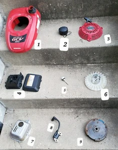Honda GCV160 parti 1-9 a scelta! Cap Coil Serbatoio Air Box Dip Stick Volano Recoil - Foto 1 di 12