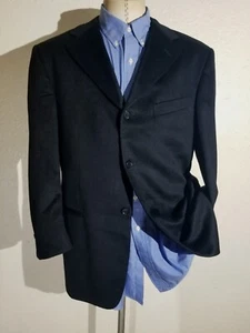 Vintage 54 44R Pal zileri Italy 100% CASHMERE black Blazer Jacket Sport Coat - Picture 1 of 7