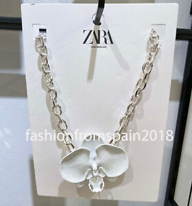 ZARA NEW WOMAN CHAIN LINK NECKLACE WITH FLOWER WHITE  4736/049