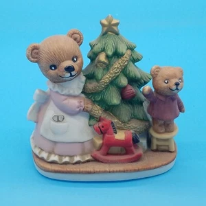 Vintage Homco Mama Baby Bear with Christmas Tree # 5114 Home Decor - Picture 1 of 5