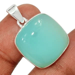 Treated Aqua Chalcedony 925 Sterling Silver Pendant Jewelry CP44455 - Picture 1 of 1