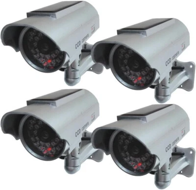 Solar Powered Dummy Fake Security Camera Bullet CCTV Surveillance with Simulated - Image 1 of 4