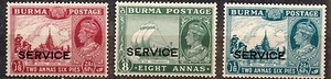 BURMA BRIEFMARKEN - POSTFRISCH - SCOTT # O22, O23, O35 - Bild 1 von 1