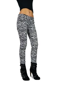 TRIPP EMO GOTH PUNK ROCKSTAR WEISS SCHWARZ TIGER BEDRUCKT JEANS HOSE SEXY IS6235P - Bild 1 von 3