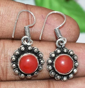 Carnelian Gemstone Dangle Earring 925 Sterling Silver Overlay U270-B108 - Picture 1 of 1