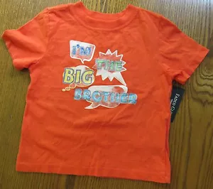 NWT Orange "I'm the BIG BROTHER" T-SHIRT Infant Toddler Boy size 24 mo 3T or 4T - Picture 1 of 2