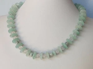 Vintage Green Aventurine Rondelle and Rose Quartz Round Bead Necklace 48.4 Gr - Picture 1 of 7