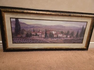 Sambataro Uzzano Italian Countryside Large Print 44" x 20" Ornate Frame, Tuscan - Picture 1 of 9