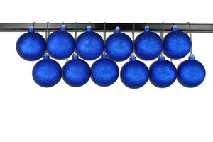 12 Pack 100mm Blue Glitter Ball Ornament with Wire - Picture 1 of 2