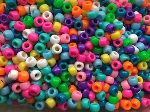 1000 x Mixed Colour Pony Beads Jewellery Making Craft Plastic Bright ca - Picture 1 of 1