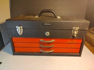 Vintage JC Penny Heavy Duty Tool Box With Tray+3 Drawers 20x11x9 - Picture 1 of 12