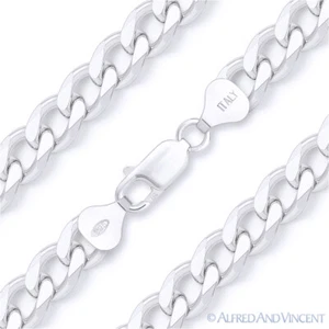 Solid 925 Sterling Silver Cuban Curb 8mm Link Italy-Made Men's Chain Necklace - Picture 1 of 2
