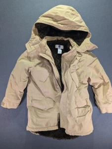 GAP KIDS Boys Winter Beige Cotton Faux-fur Parka Jacket Coat Very warm Size S - Picture 1 of 9