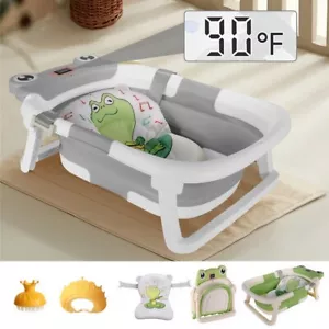 Bañera Plegable Bebé Portátil Viaje Bebé Bañera con Cojín Termómetro - Imagen 1 de 1