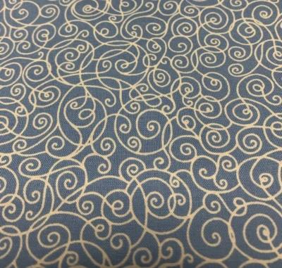 Swirls Fabric Fat Quarter By Kate Honarvar For Timeless Treasures White On Blue - Image 1 of 4