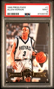 PSA 9 MINT 1996 Press Pass Allen Iverson RARE GOLD Parallel Rookie Card Hoyas - Picture 1 of 2
