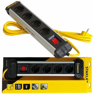 Stanley ALU Multiprise 4 Prises avec Interrupteur IP20 2m Câble Multiprise - Photo 1/9