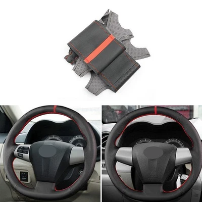 Hágalo usted mismo Cubierta de volante de cuero negro para Toyota RAV4 2010-2014 Auris 10-12 Foto 1 de 4