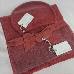Barefoot Dreams Acogedor Chic Lite-Bufanda/Gorro Carmesí Palo de Rosa Rojo Nuevo con Etiquetas - Imagen 1 de 6