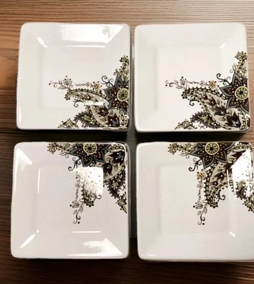 Tabletops Gallery MISTO ANGELA 4 Square Salad plates Paisley  8 1/4"  - Image 1 of 4