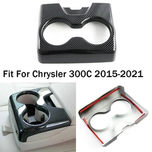 For Chrysler 300C 2015-2021 Carbon Fiber Rear Armrest Cup Holder Cover Trim ABS - Picture 1 of 10