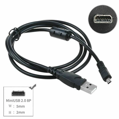 USB Type A Male to Mini-B 8-Pin Male Cable For Pentax Panasonic Nikon Camera - Image 1 of 2