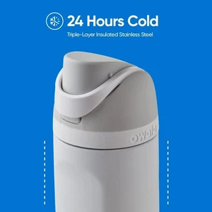 owala 32oz freesip stainless steel water bottle Shy Marshmallow (White/Grey) - Picture 1 of 13