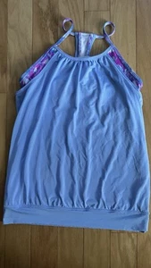 Ivivva by Lululemon Girls Blue Double Dutch Layered Racerback Tank Top 14 Small - Picture 1 of 4