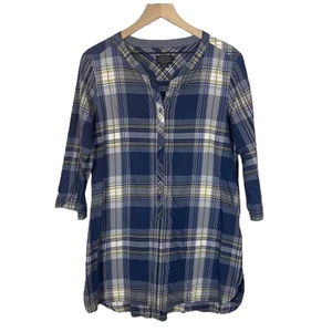 Vestido túnica camisa manga larga a cuadros azul marfil Pendleton 100 % algodón talla L - Imagen 1 de 9