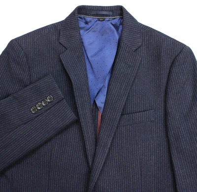 J.Crew Blazer Mens 38R Navy Blue Striped Ludlow 2 Button Notch Lapel - Image 1 of 4