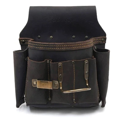 6-Pocket Drywall Hanger’s Tool Pouch, Heavy-Duty Leather Tool Pouch, Perfect ... - Image 1 of 4