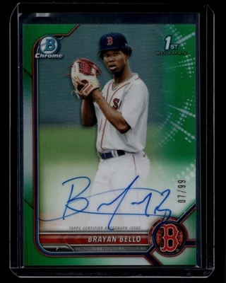 2022 Bowman Chrome Brayan Bello #CPA-BB 1st Prospect Green Refractor Auto /99 - Image 1 of 2