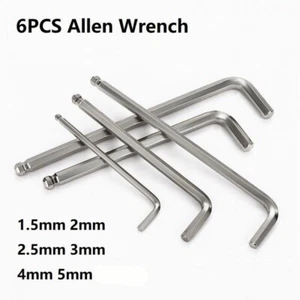 6PCS Allen Wrench Set Nickel-plated Ball Head Allen Key DIY Tools 1.5mm-5mm - Picture 1 of 8