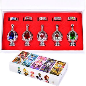 Anime Puella Magi Madoka Magica Soul Gem 5 Metal Necklace +5 Rings Cosplay Gift - Picture 1 of 5