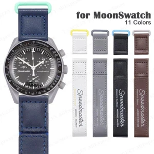 20mm For MoonSwatch Omega X Swatch Speedmaster Watch Strap PU Leather + Tools - Picture 1 of 27