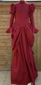 Handmade Victorian style Women girls Dress long sleeve, side drapes, size 4-30 - Picture 1 of 4
