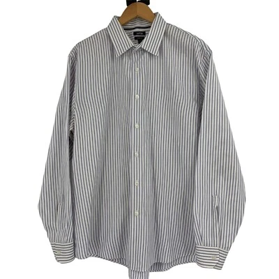 Mens APT 9 Dress Shirt XL Slim Fit Purple Stripe 100% Cotton 0360 Button - Image 1 of 4